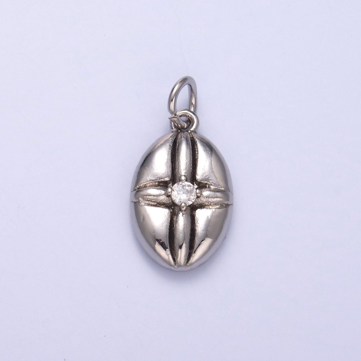 24K Gold Filled CZ Flower Oval Charm in Gold & Silver | N074 - DLUXCA