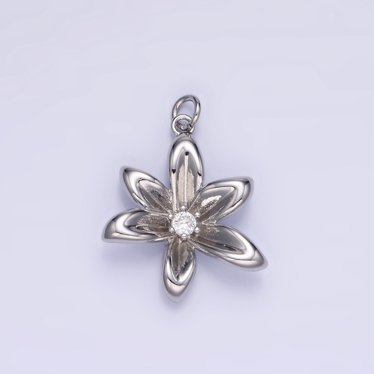 24K Gold Filled CZ Flower Personalized Charm in Gold & Silver | W773 - DLUXCA