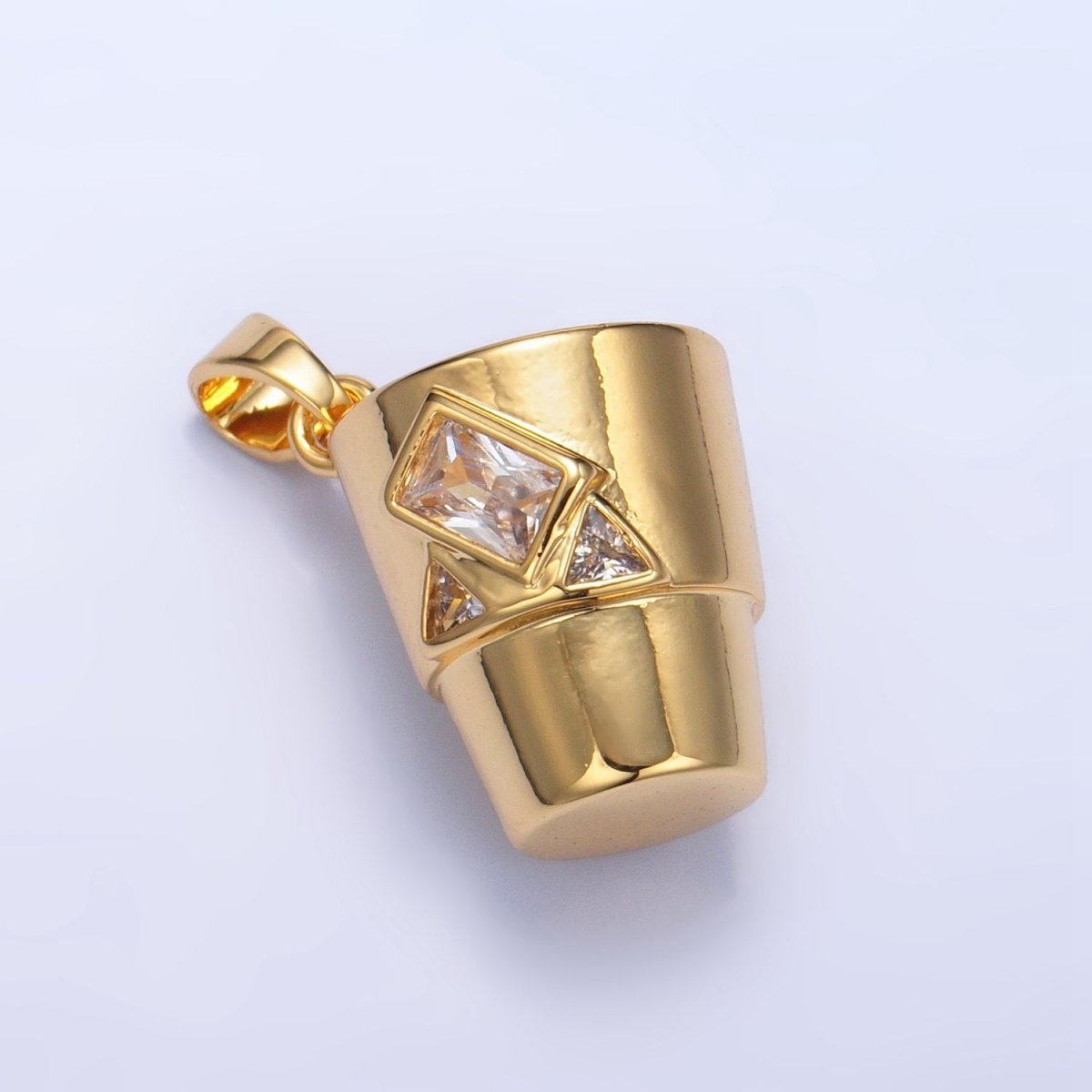 24K Gold Filled CZ Iced Cup Drink Utensil Pendant in Gold & Silver | AA1004 - DLUXCA