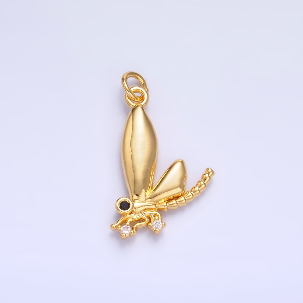 24K Gold Filled CZ Insect Wings Charm in Gold & Silver | W829 - DLUXCA