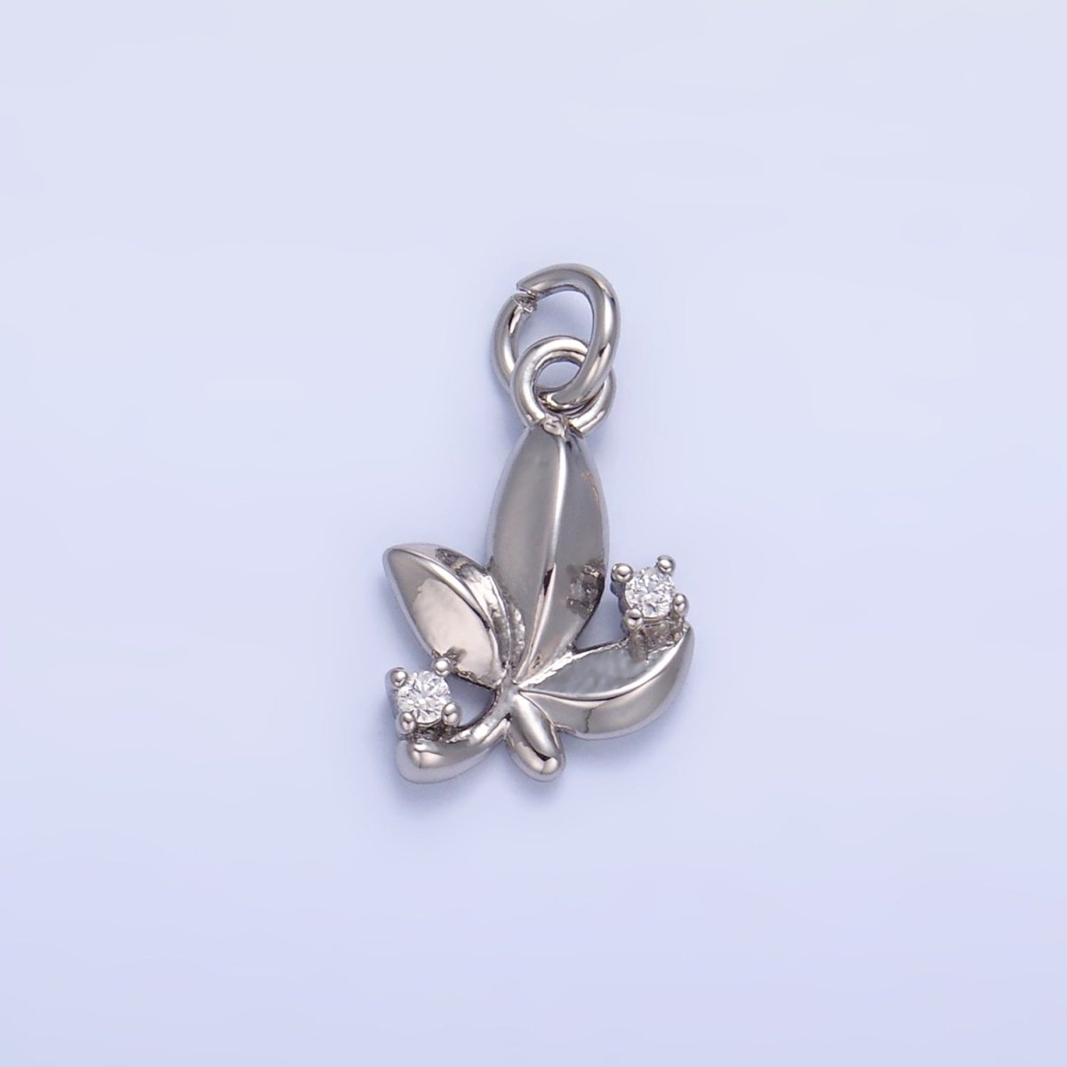 24K Gold Filled CZ Leaf Nature Charm in Gold & Silver | W359 - DLUXCA