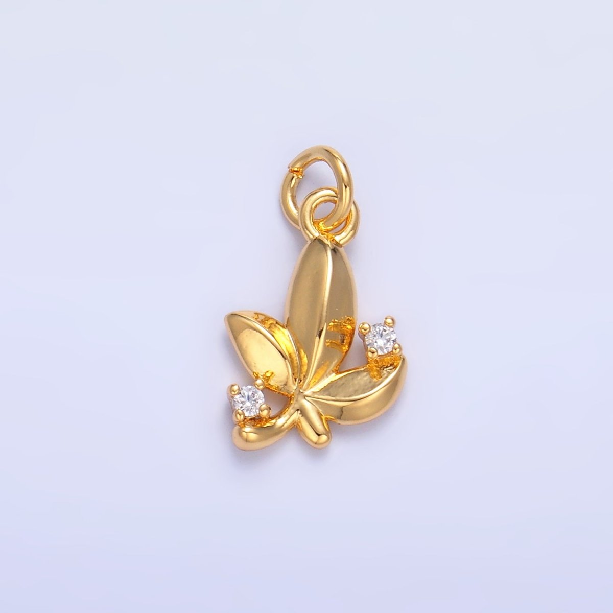 24K Gold Filled CZ Leaf Nature Charm in Gold & Silver | W359 - DLUXCA