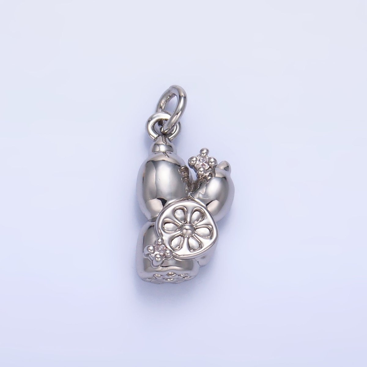 24K Gold Filled CZ Lotus Root Vegetable Charm in Gold & Silver | W360 - DLUXCA