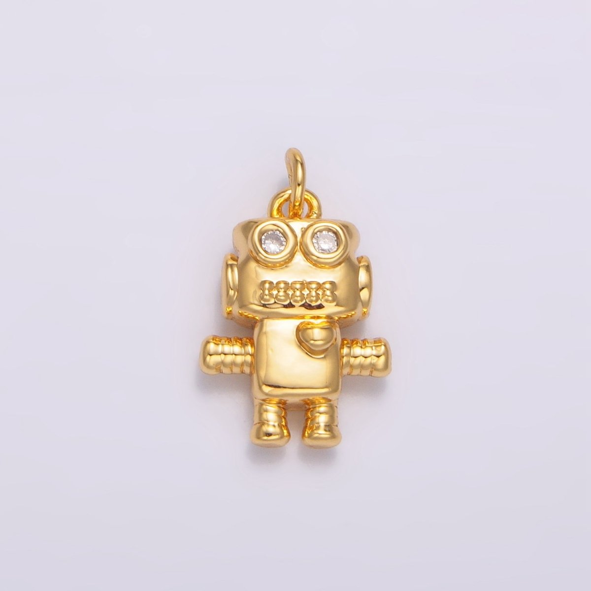 24K Gold Filled CZ Love Robot Multidimensional 3D Charm | W089 - DLUXCA