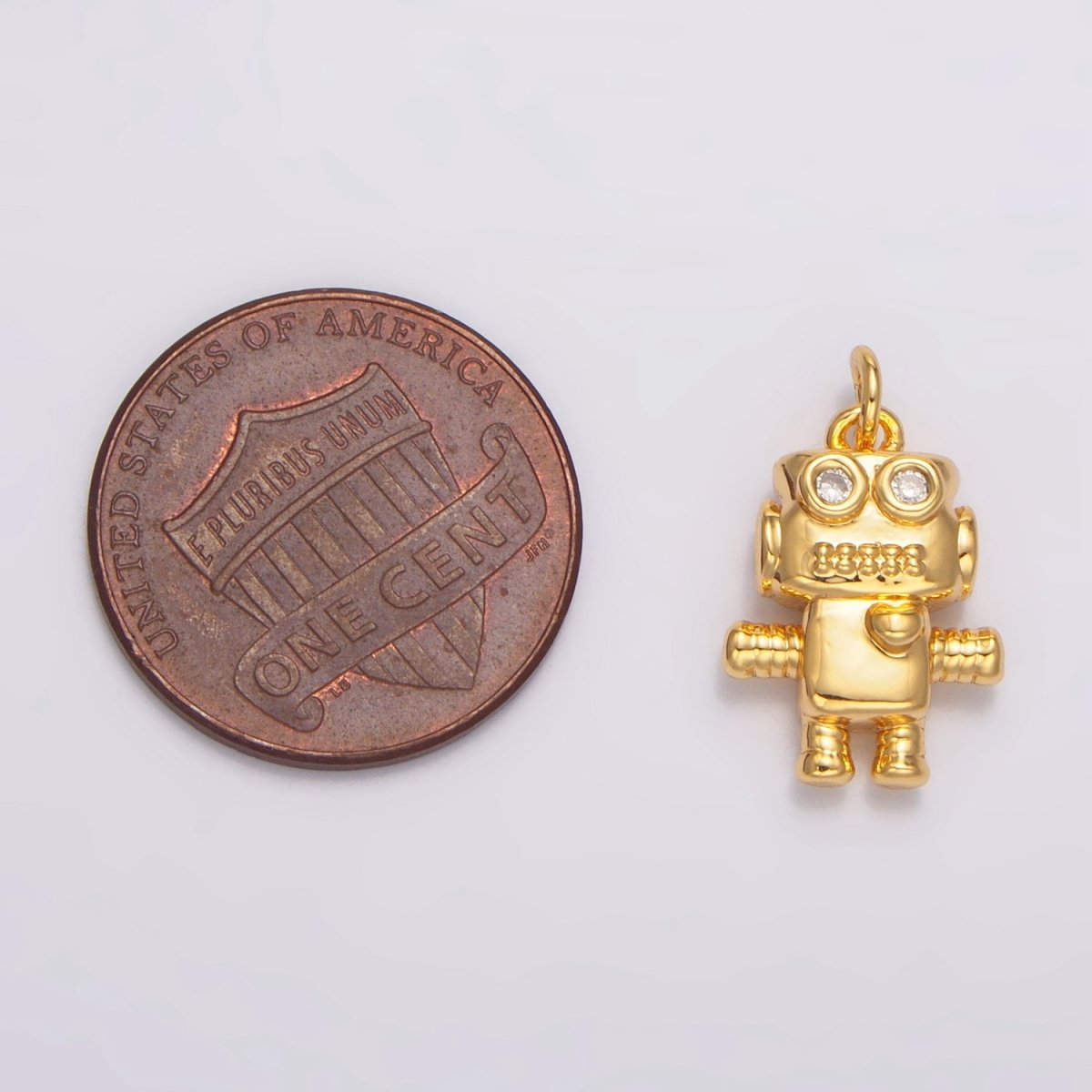 24K Gold Filled CZ Love Robot Multidimensional 3D Charm | W089 - DLUXCA