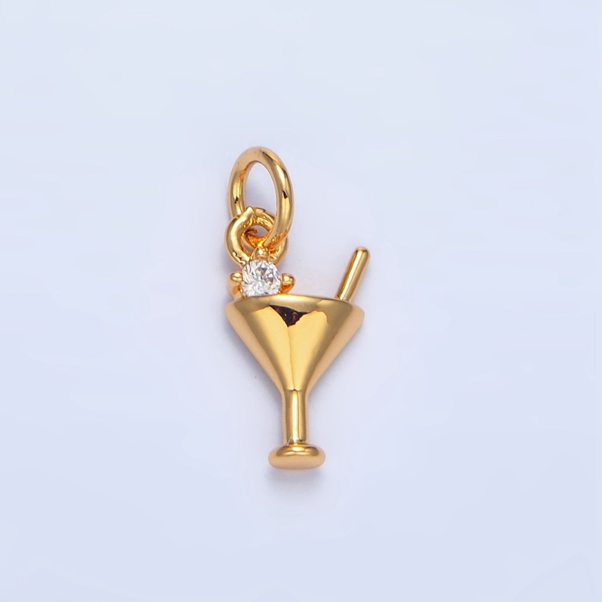 24K Gold Filled CZ Martini Glass Alcoholic Drink Mini Charm | X871 - DLUXCA