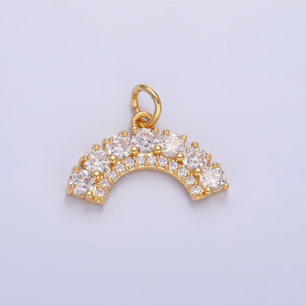 24K Gold Filled CZ Micro Paved Curved Geometric Charm in Gold & Silver | W419 - DLUXCA