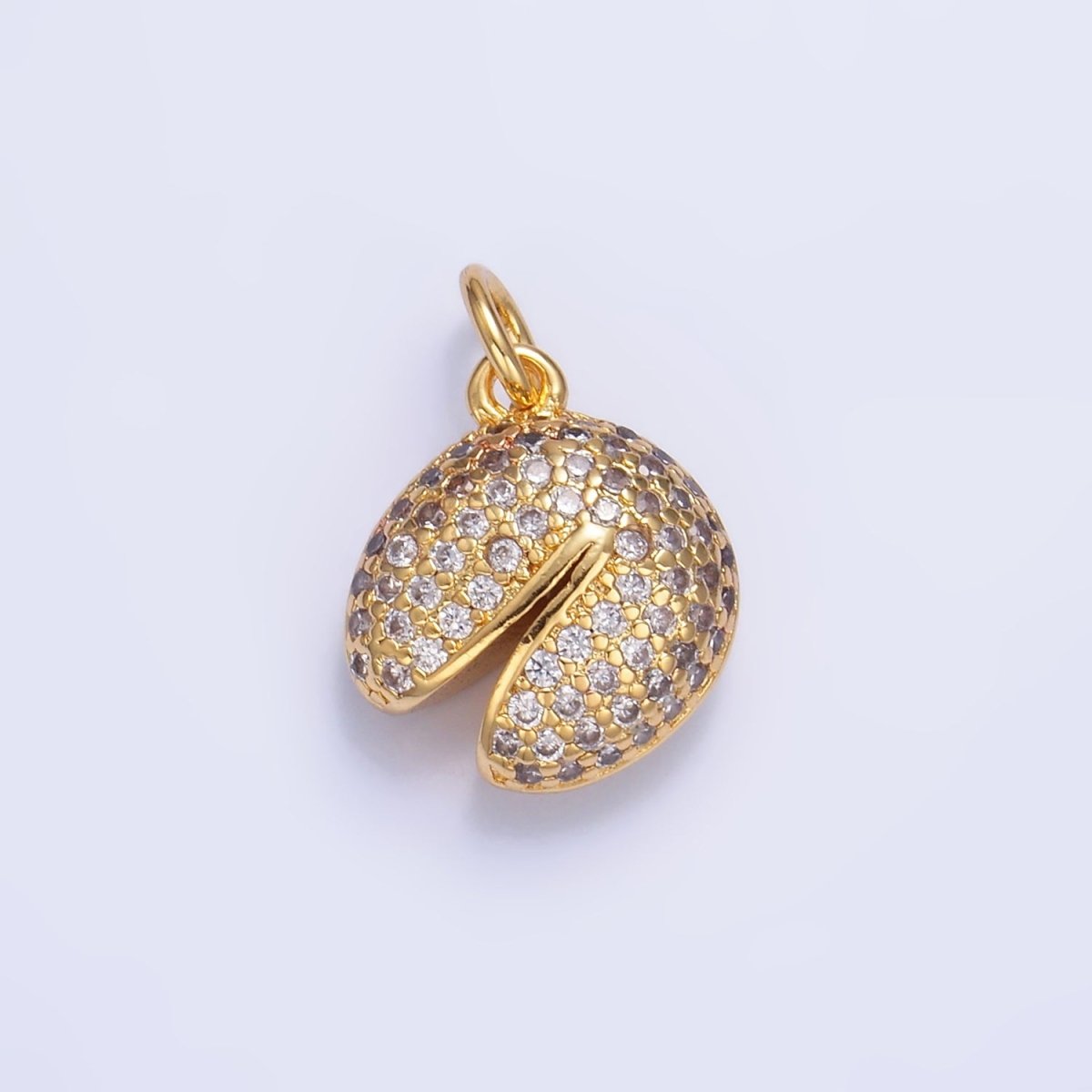 24K Gold Filled CZ Micro Paved Fortune Cookie Food Charm | W429 - DLUXCA