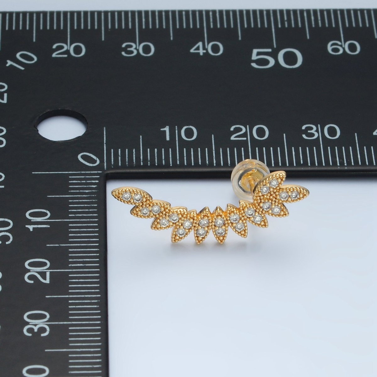 24k Gold Filled CZ Micro Paved Leaf Nature Stud Earrings | AD - 745 - DLUXCA