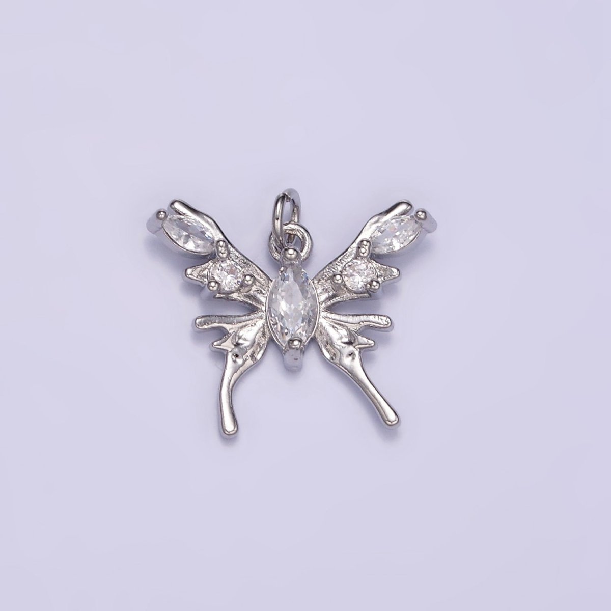 24K Gold Filled CZ Molten Drip Butterfly Insect Charm in Gold & Silver | AC170 - DLUXCA