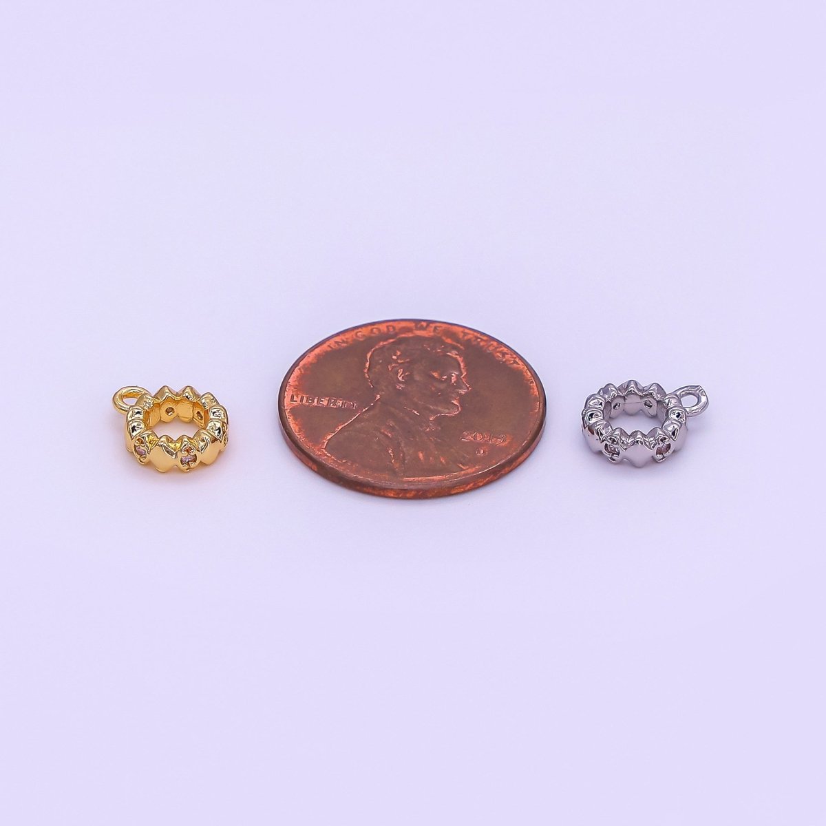24K Gold Filled CZ Molten Rhondelle Bail Finding in Gold & Silver | N772 - DLUXCA
