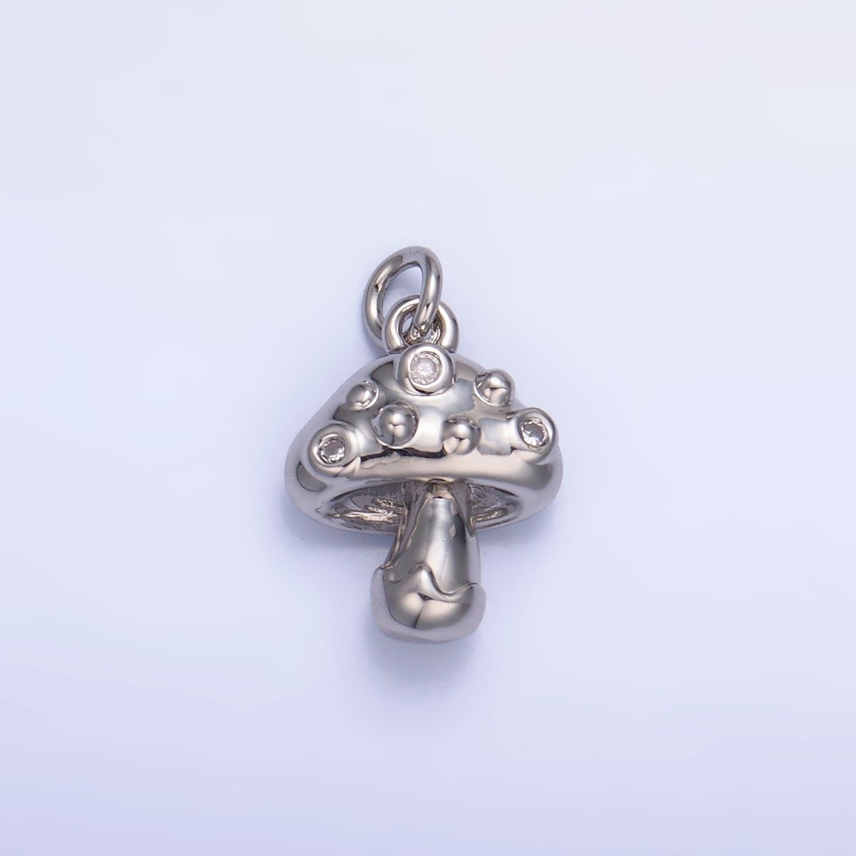 24K Gold Filled CZ Mushroom Plant Charm in Gold & Silver | W353 - DLUXCA