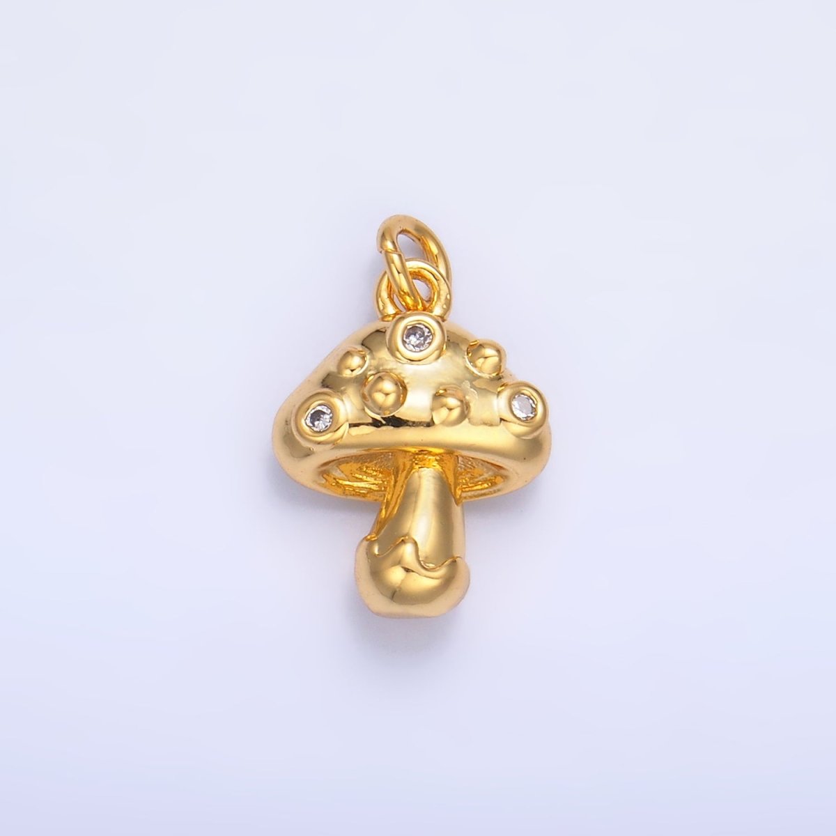 24K Gold Filled CZ Mushroom Plant Charm in Gold & Silver | W353 - DLUXCA