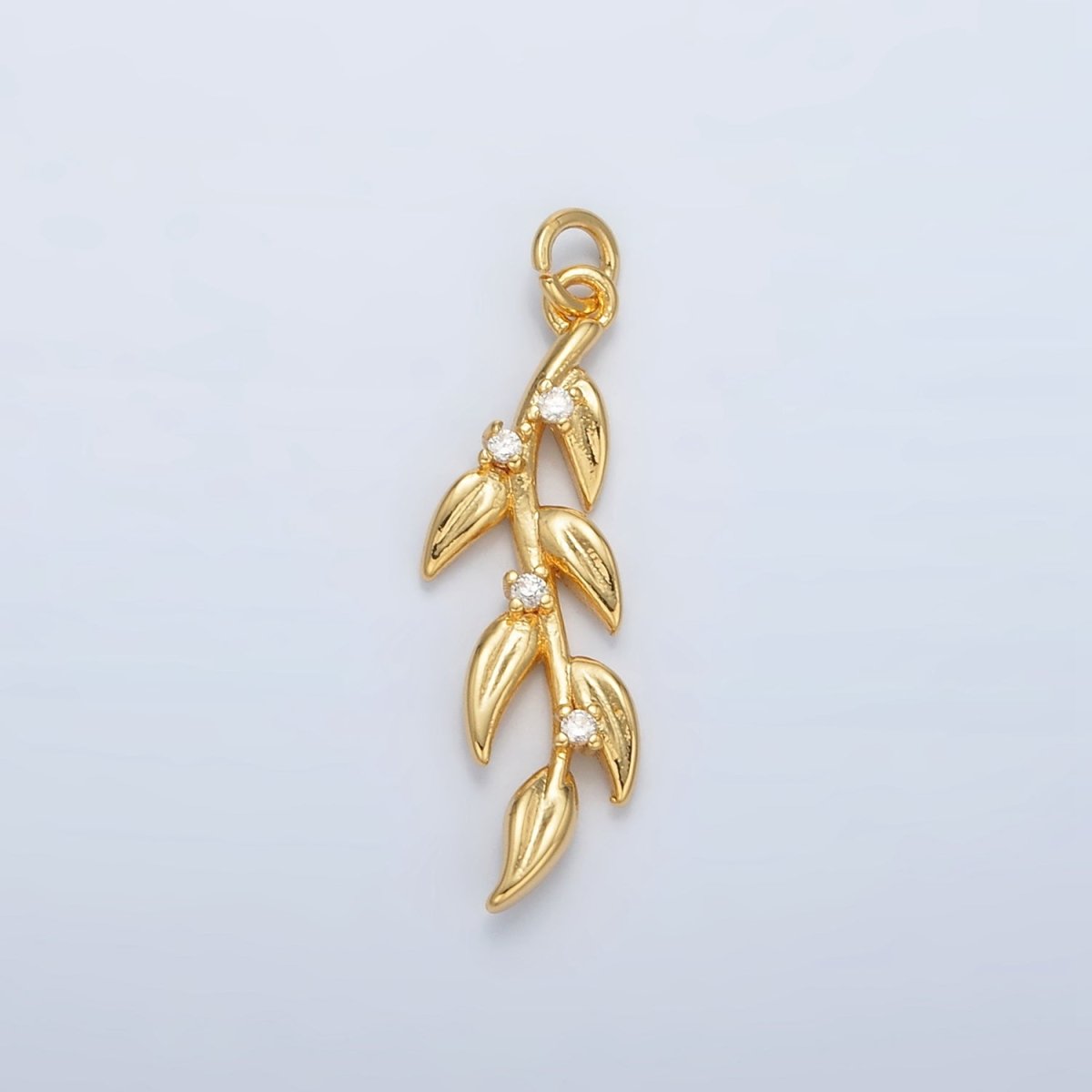 24K Gold Filled CZ Olive Leaf Charm | AC - 142 - DLUXCA