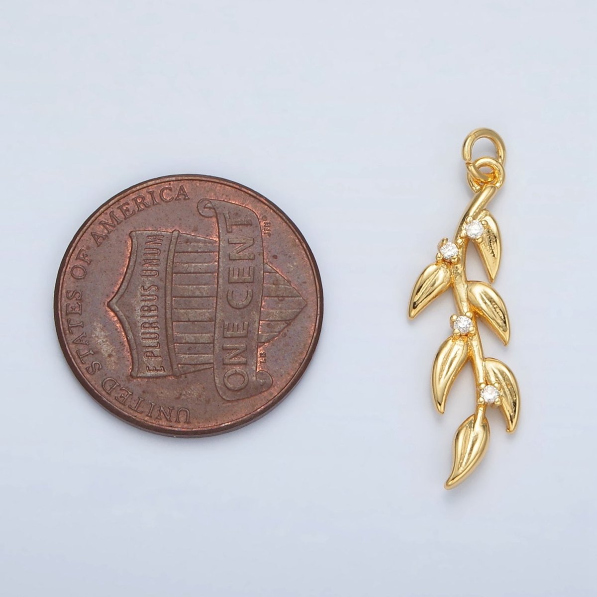 24K Gold Filled CZ Olive Leaf Charm | AC - 142 - DLUXCA