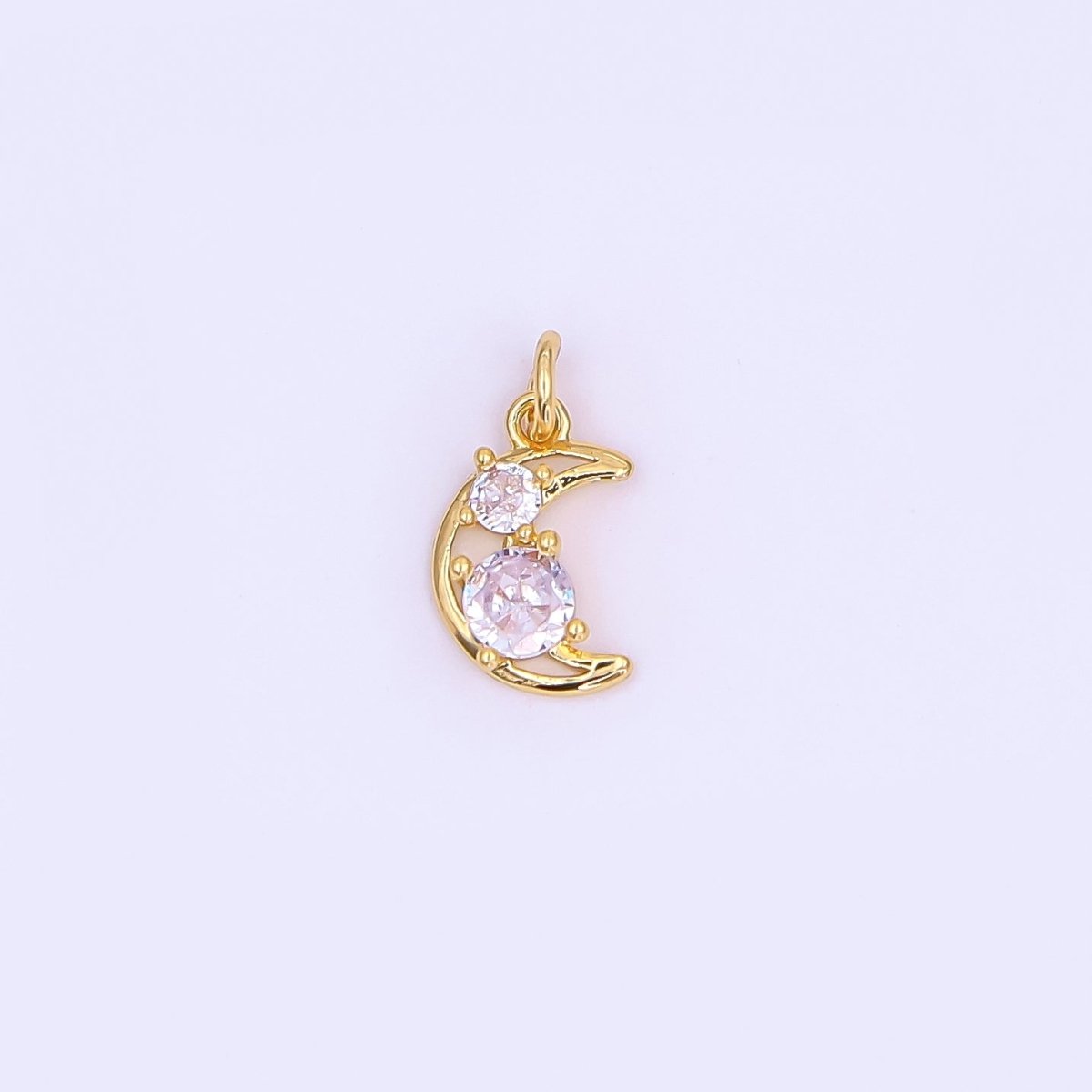 24K Gold Filled CZ Open Celestial Crescent Moon Charm in Gold & Silver | AF492 - DLUXCA