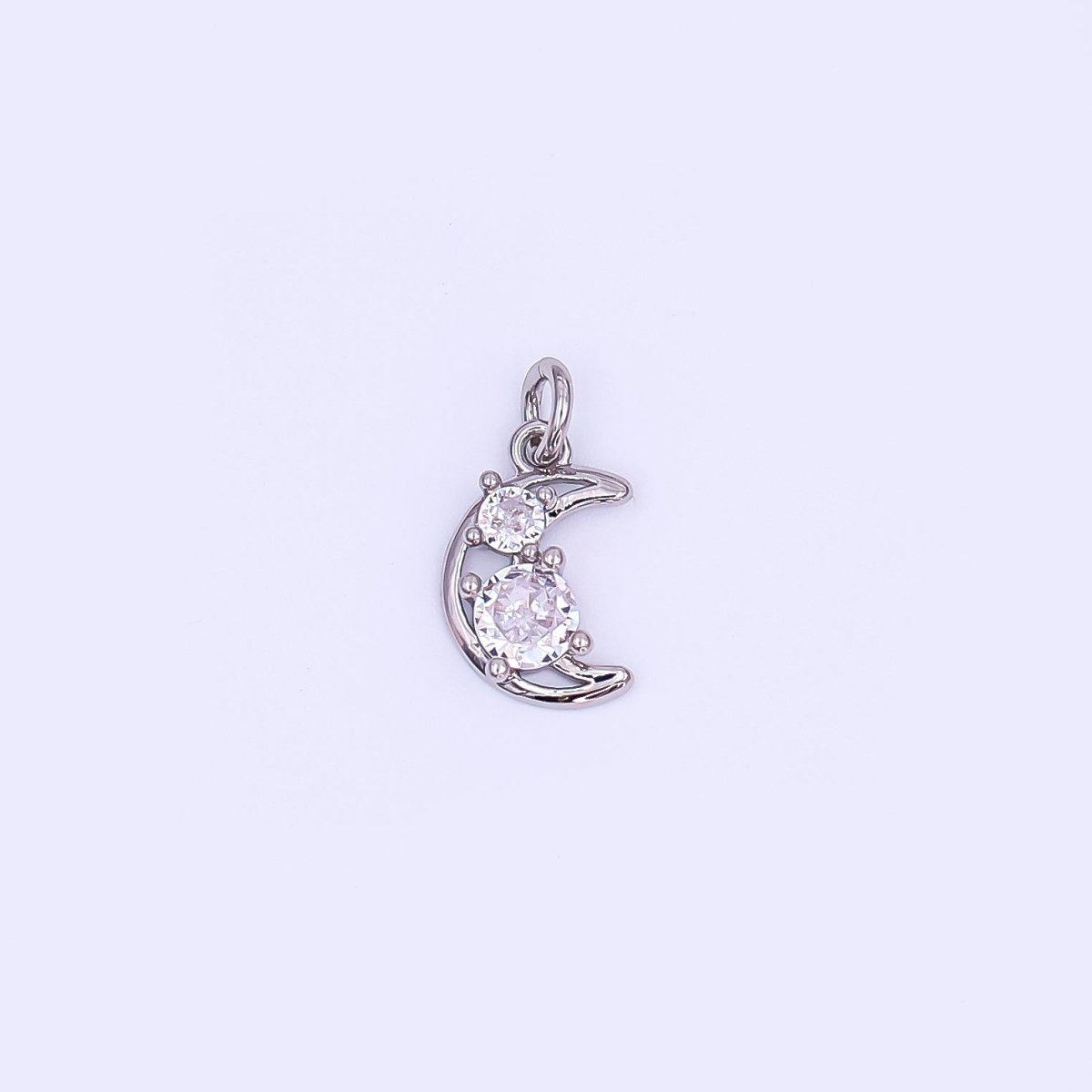 24K Gold Filled CZ Open Celestial Crescent Moon Charm in Gold & Silver | AF492 - DLUXCA