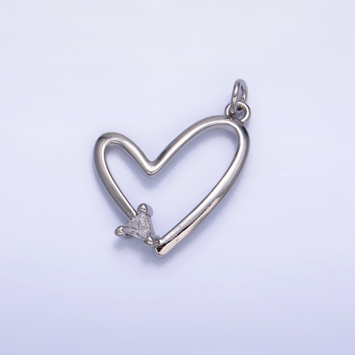 24K Gold Filled CZ Open Heart Charm in Gold & Silver | W352 - DLUXCA