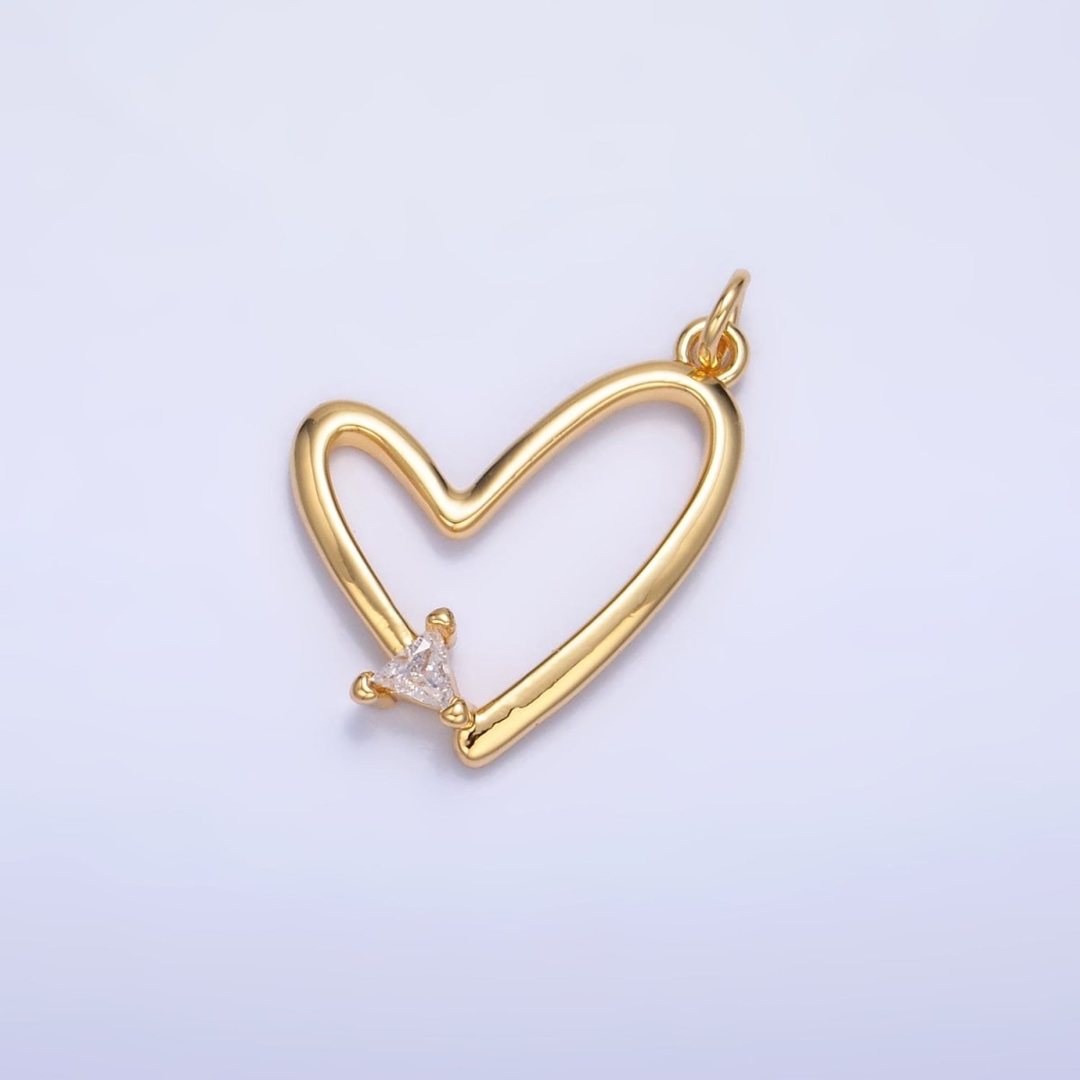 24K Gold Filled CZ Open Heart Charm in Gold & Silver | W352 - DLUXCA