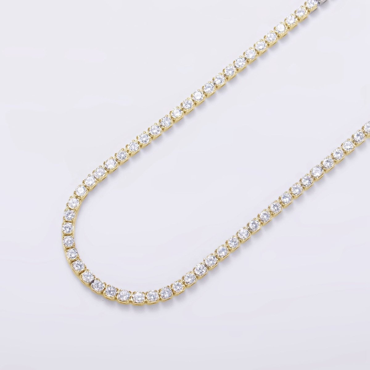 24K Gold Filled CZ Paved Tennis Bulk Chain in Gold & Silver by Yard | Roll - 829 & Roll - 1533 - DLUXCA