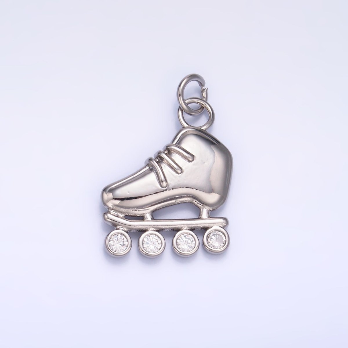 24K Gold Filled CZ Roller Skate Shoes Charm in Gold & Silver | W337 - DLUXCA