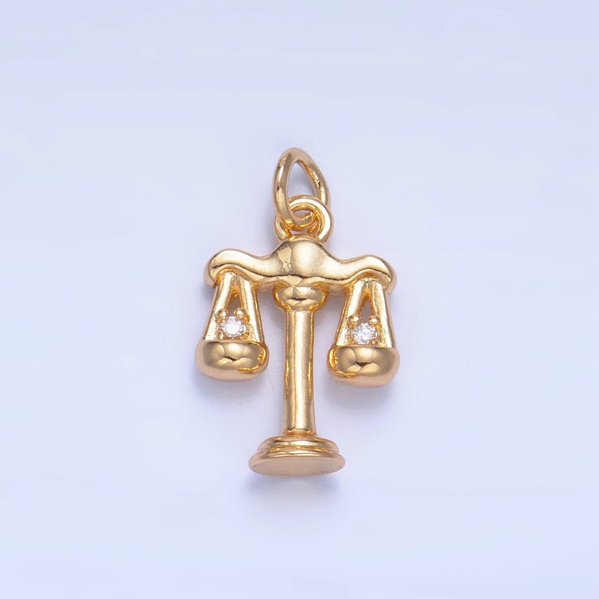 24K Gold Filled CZ Scales of Justice Law 3D Multidimensional Charm | W103 - DLUXCA