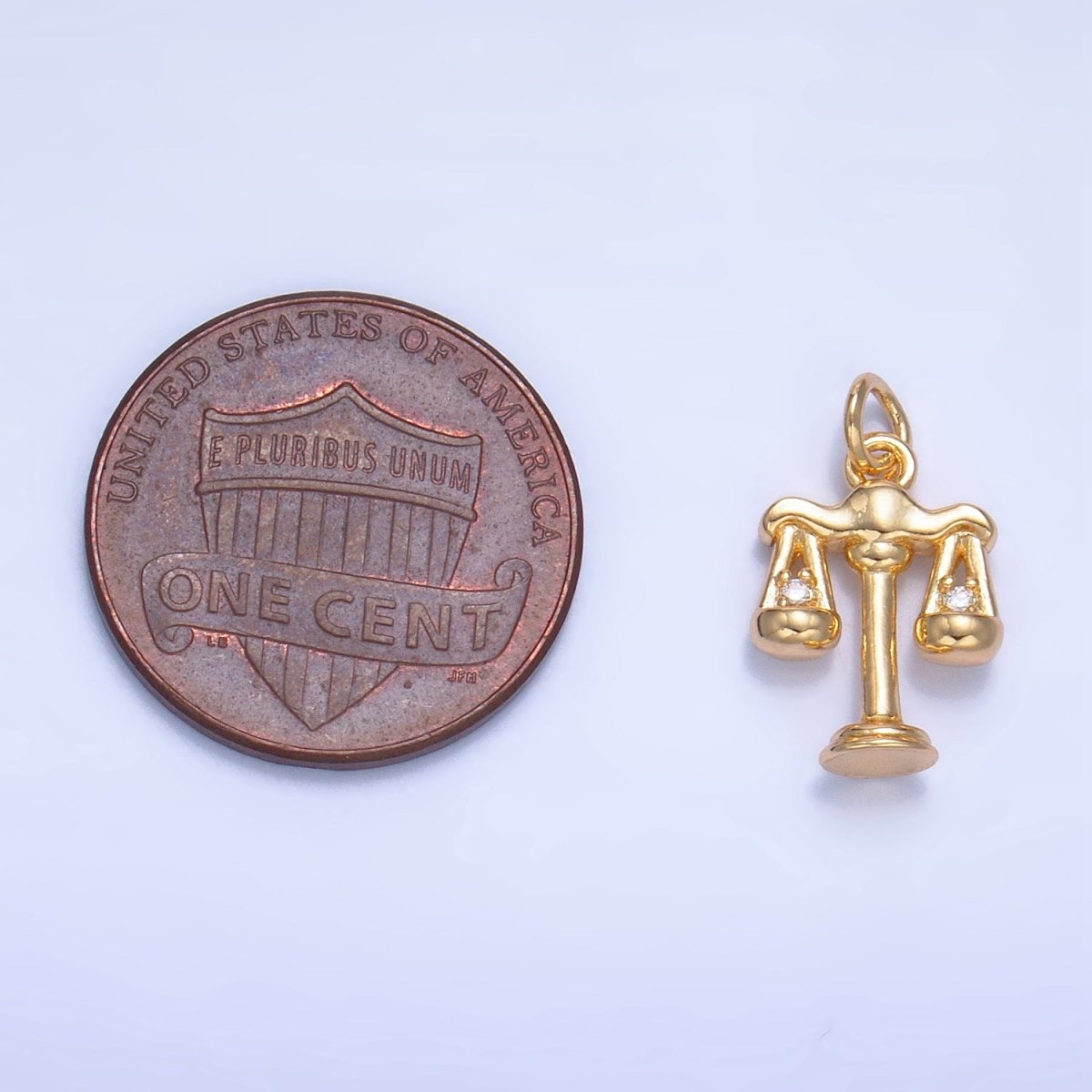 24K Gold Filled CZ Scales of Justice Law 3D Multidimensional Charm | W103 - DLUXCA