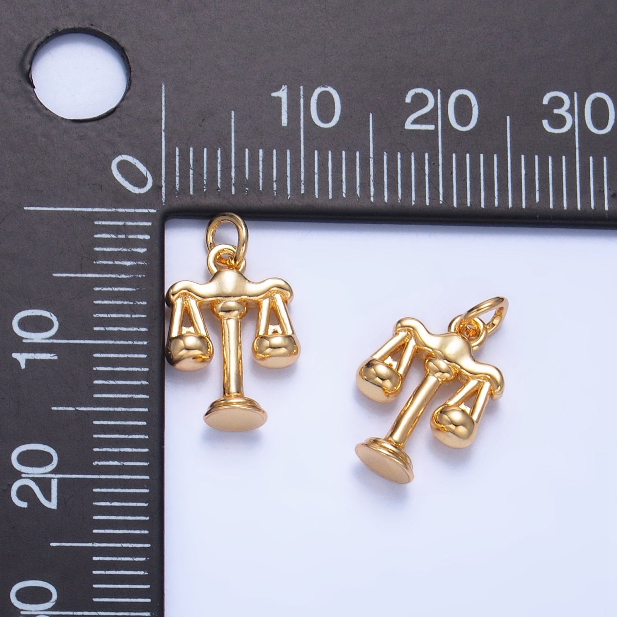 24K Gold Filled CZ Scales of Justice Law 3D Multidimensional Charm | W103 - DLUXCA