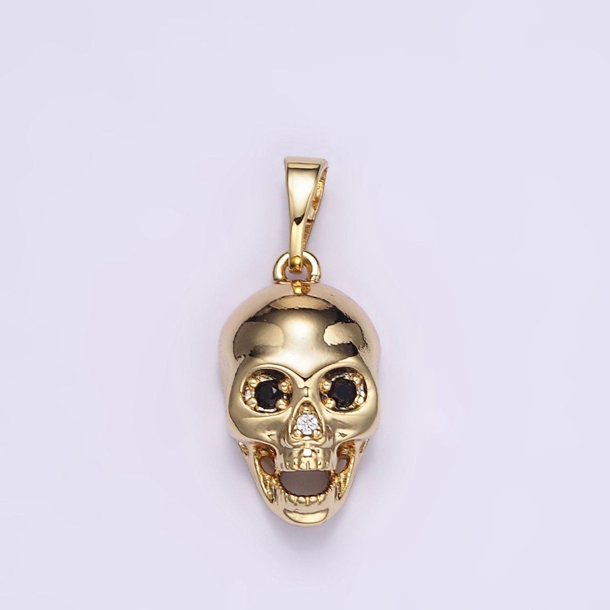 24K Gold Filled CZ Skull Skeleton Human Anatomy Pendant | AH202 - DLUXCA