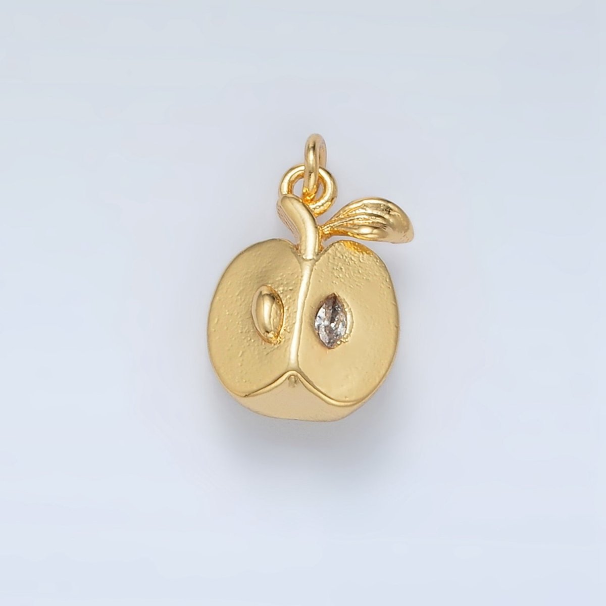 24K Gold Filled CZ Sliced Apple Fruit Mini Charm | N1363 - DLUXCA