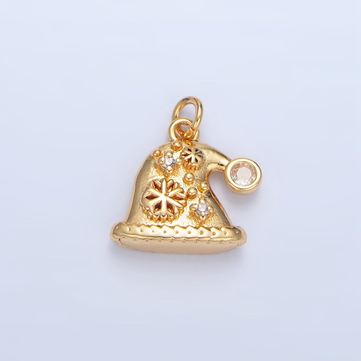 24K Gold Filled CZ Snowflake Christmas Hat Charm | X852 - DLUXCA