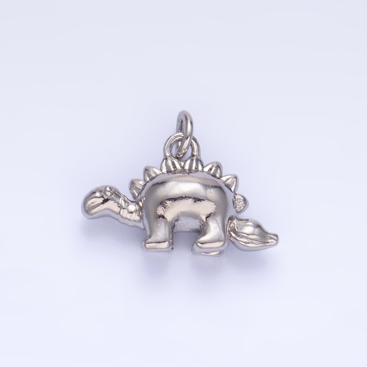 24K Gold Filled CZ Spiked Stegosaurus Dinosaur Multidimensional 3D Charm in Gold & Silver | W139 - DLUXCA