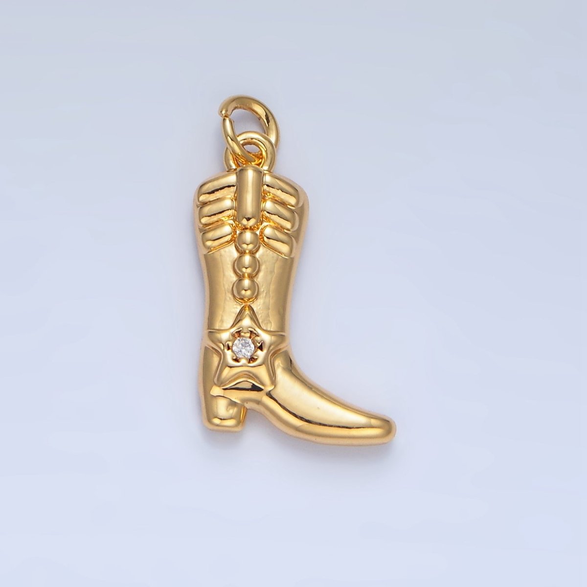 24K Gold Filled CZ Star Cowboy Boots Charm in Gold & Silver | W079 - DLUXCA