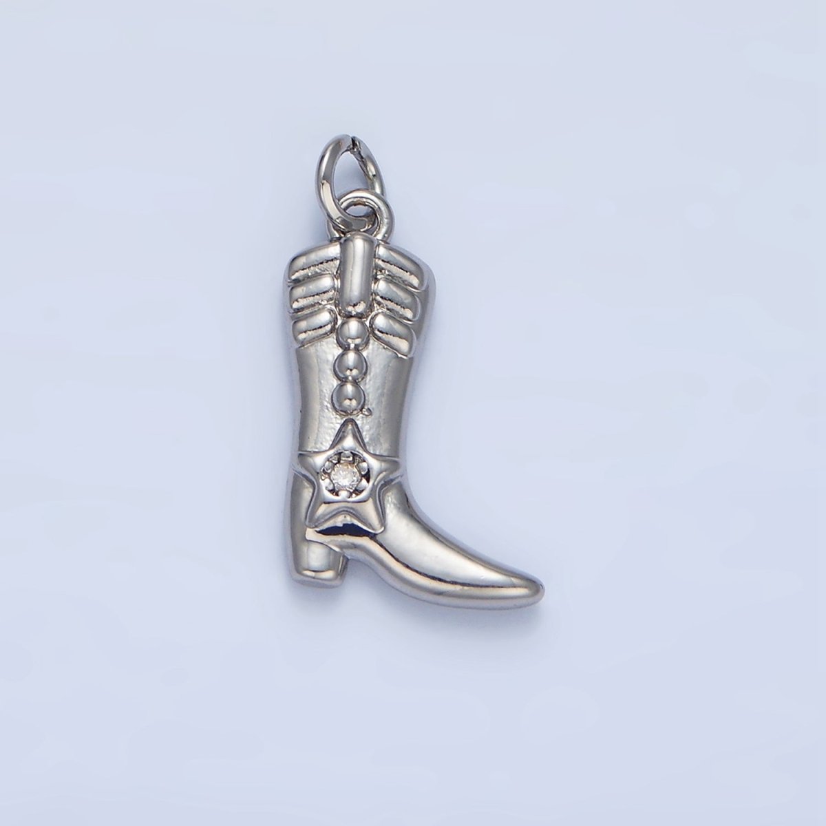 24K Gold Filled CZ Star Cowboy Boots Charm in Gold & Silver | W079 - DLUXCA