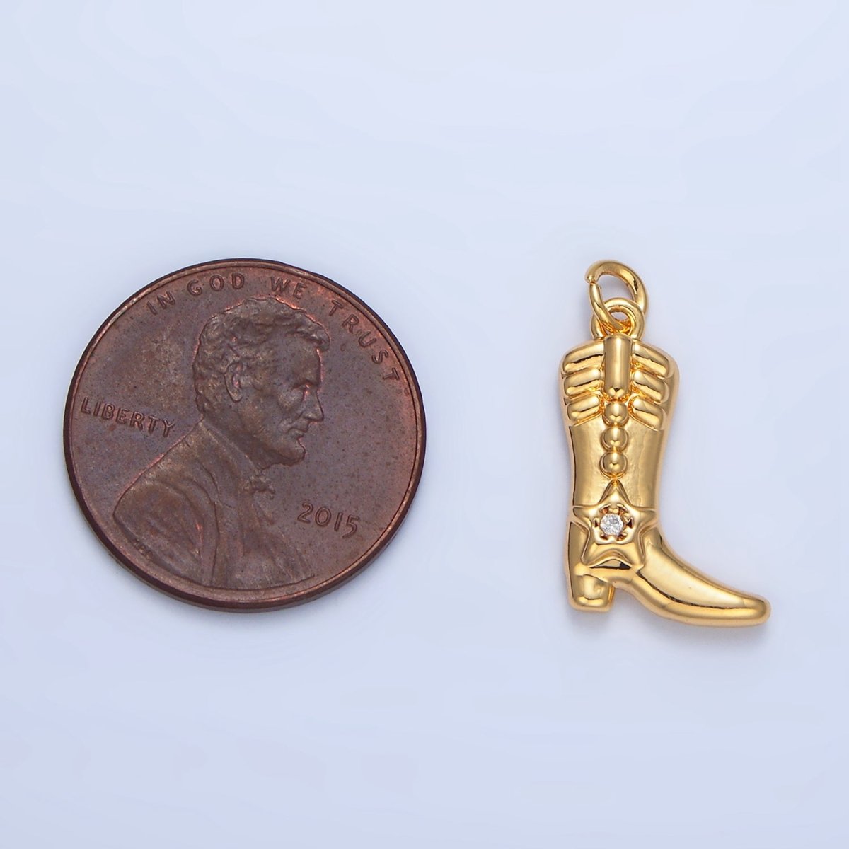 24K Gold Filled CZ Star Cowboy Boots Charm in Gold & Silver | W079 - DLUXCA