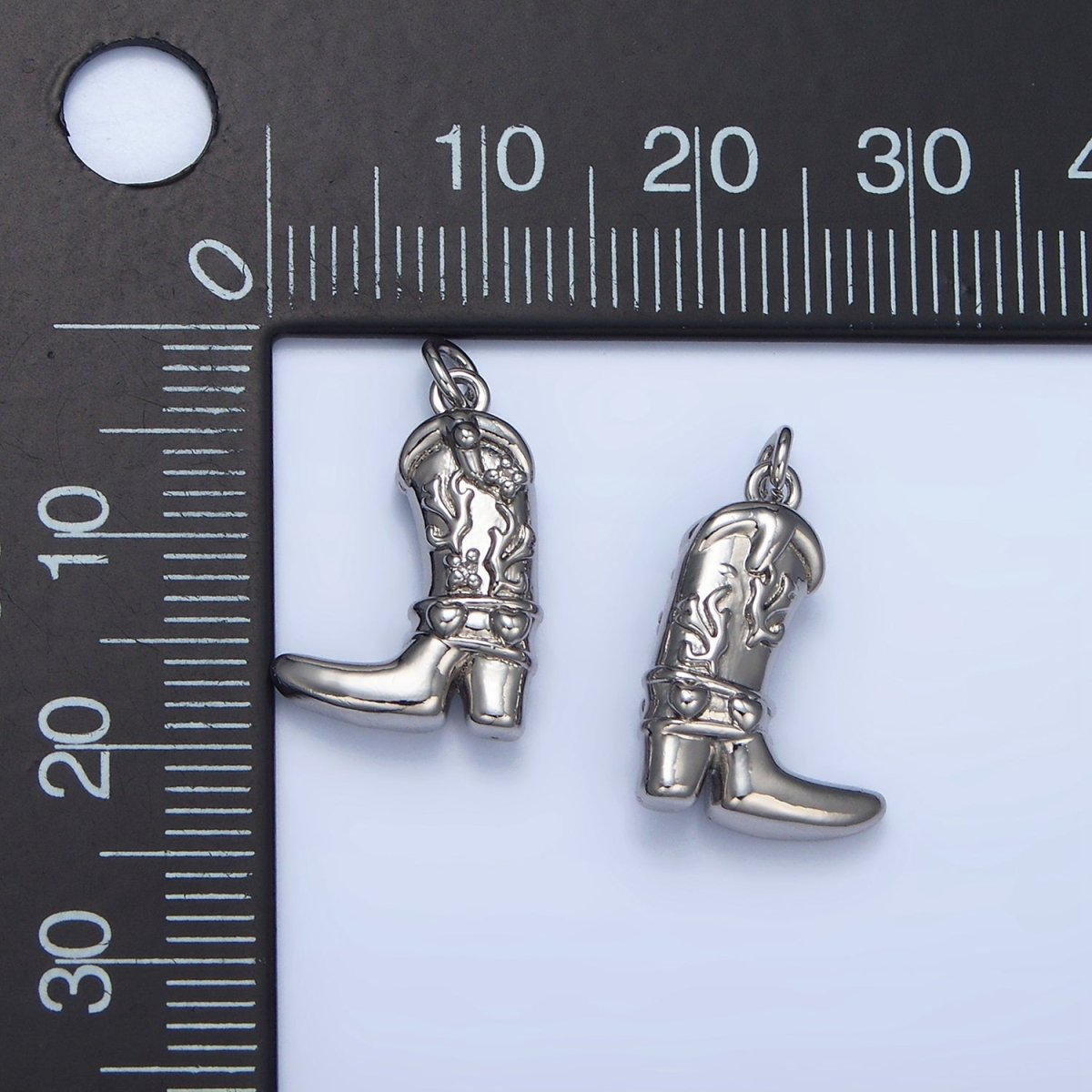 24K Gold Filled CZ Star Cowboy Boots Charm in Gold & Silver | W079 - DLUXCA