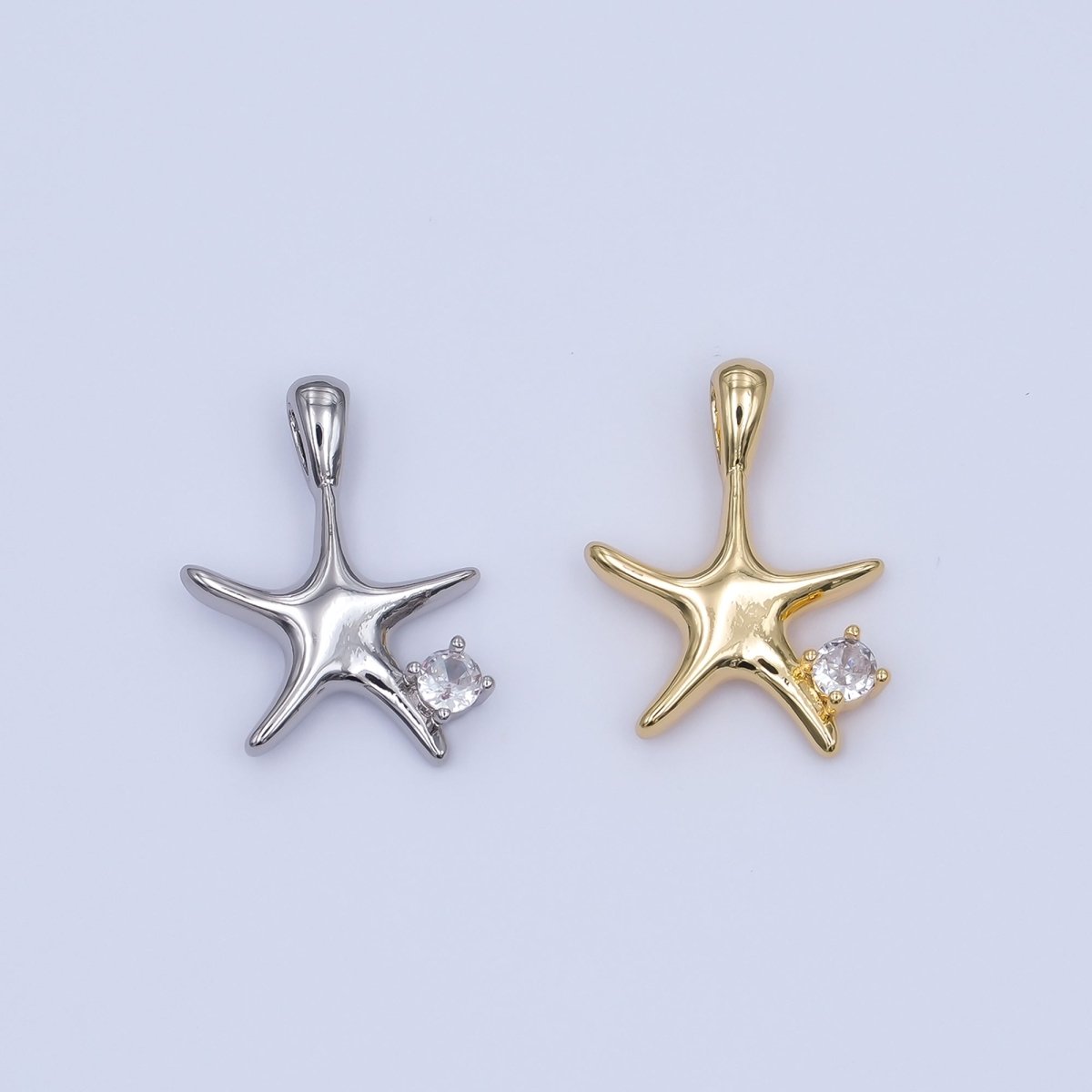 24K Gold Filled CZ Starfish Multidimensional 3D Charm in Gold & Silver | AH457 - DLUXCA