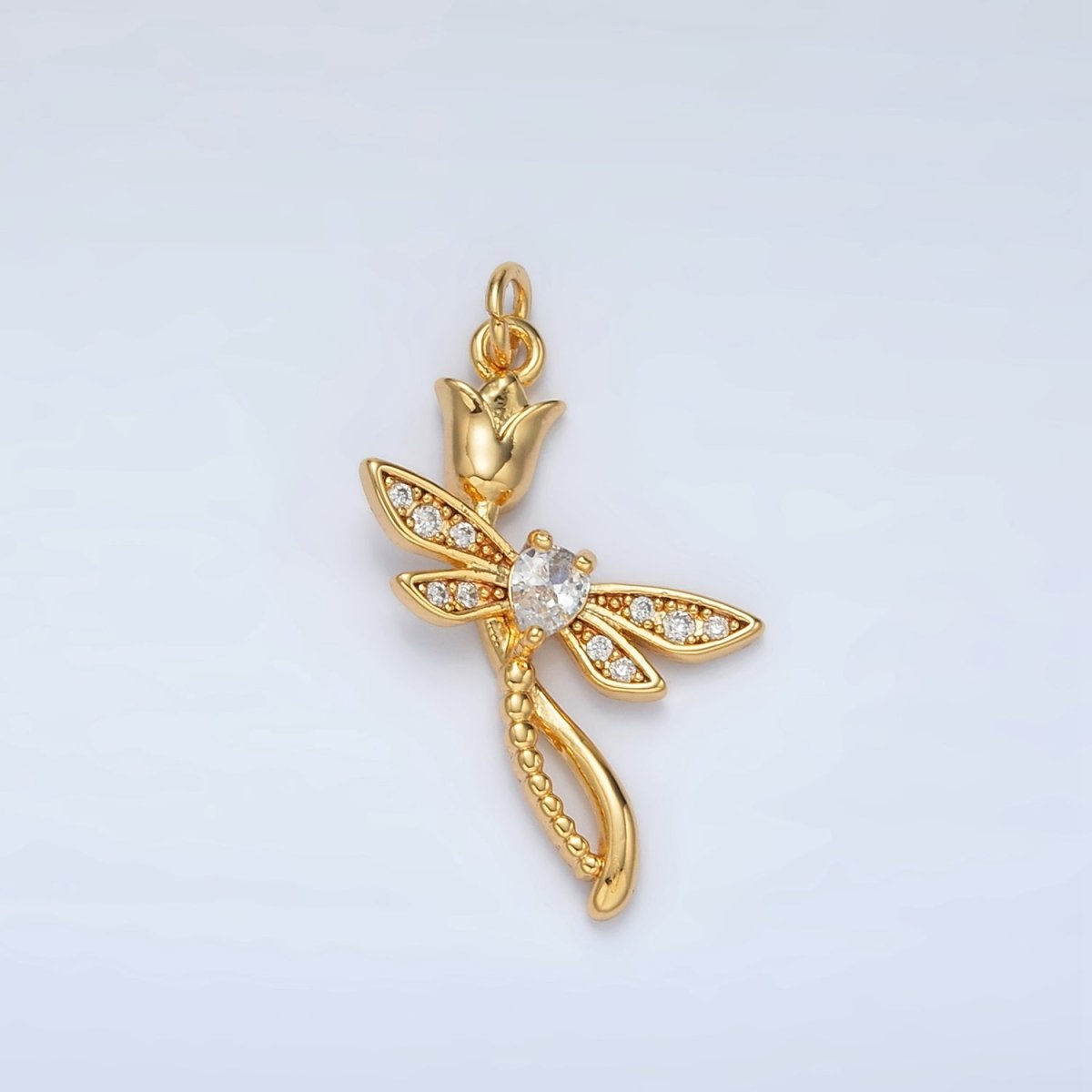 24K Gold Filled CZ Tulip Flower Charm | AC145 - DLUXCA