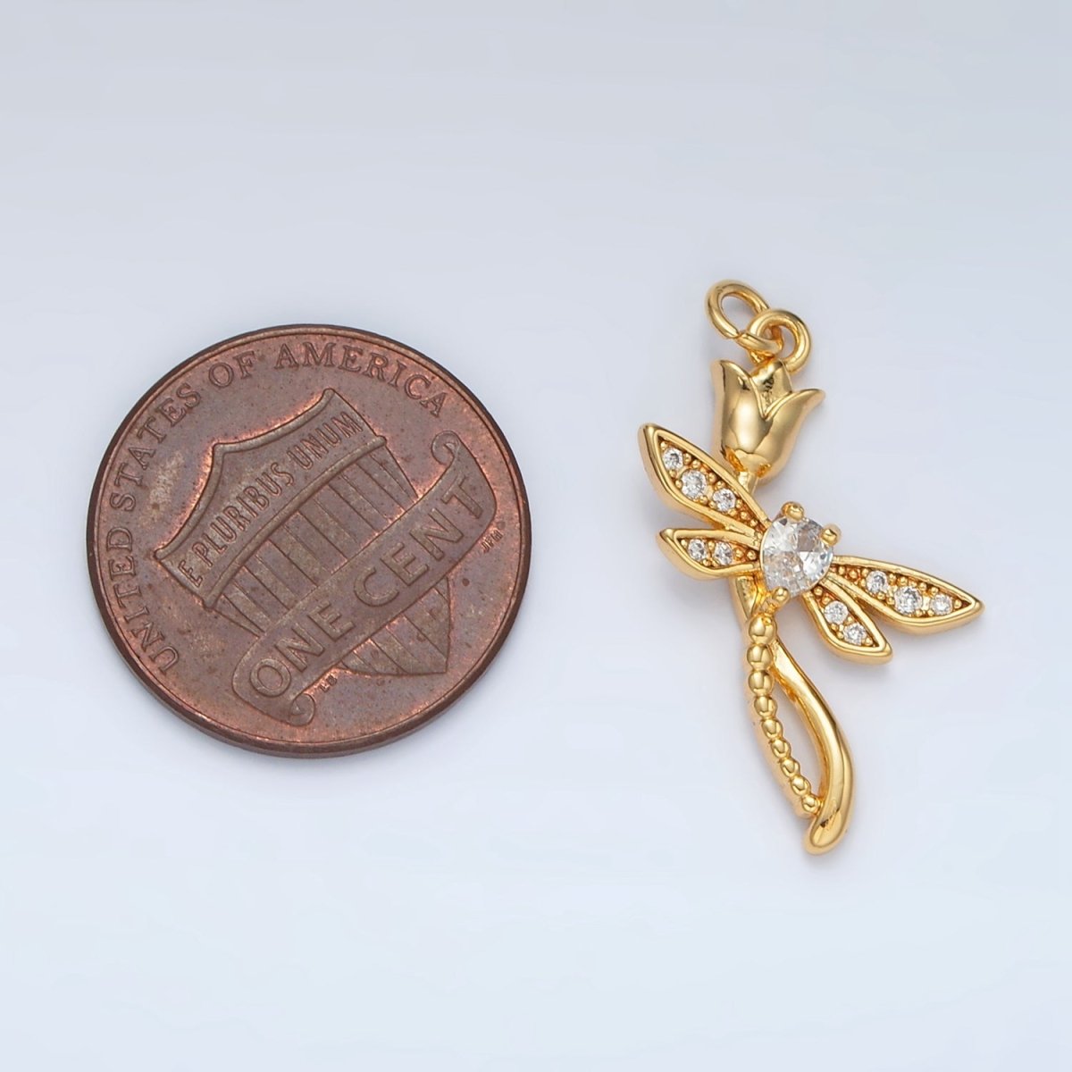 24K Gold Filled CZ Tulip Flower Charm | AC145 - DLUXCA