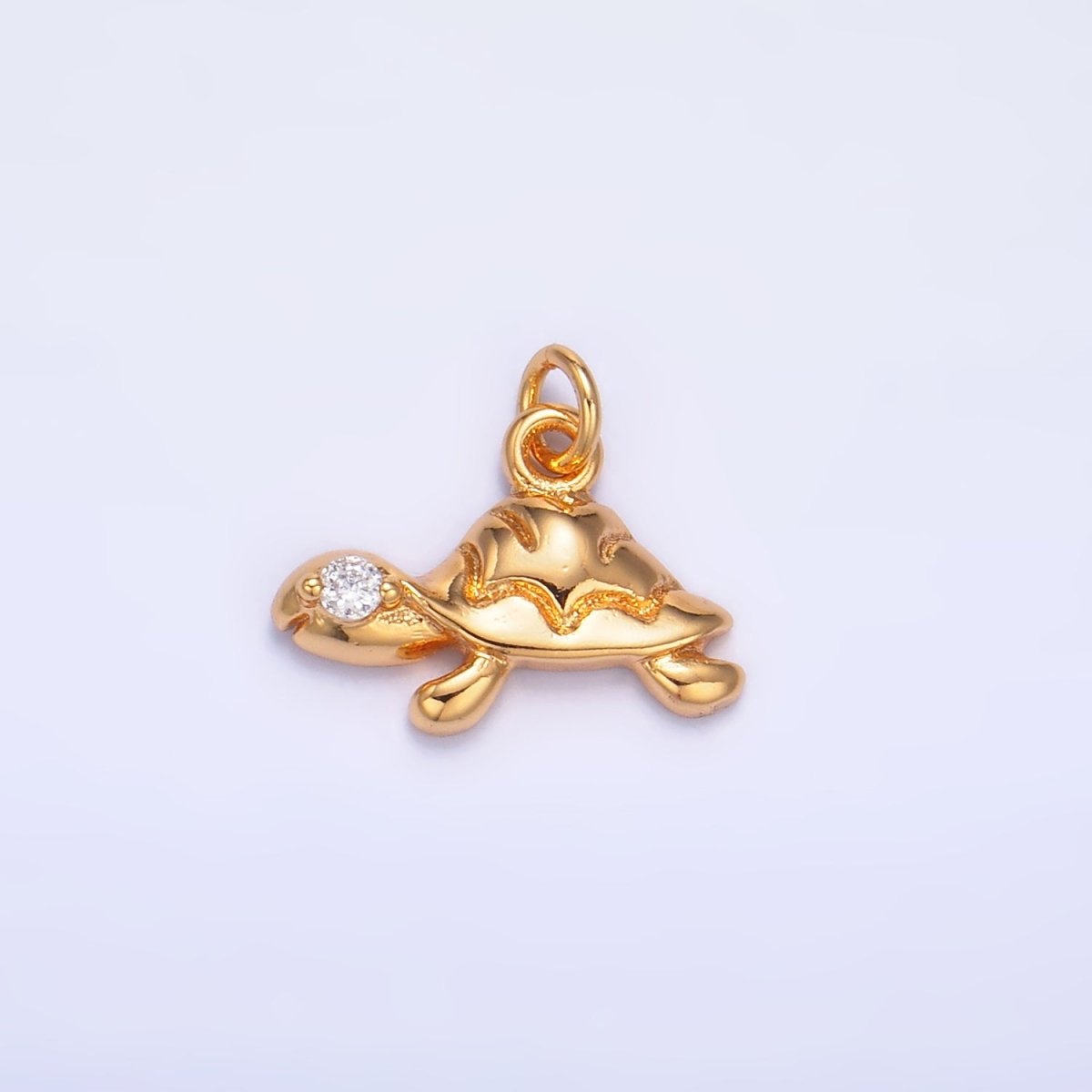 24K Gold Filled CZ Turtle Tortoise Animal Charm | W278 - DLUXCA