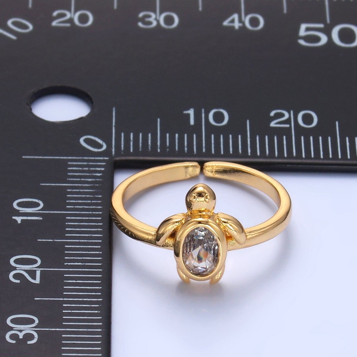 24K Gold Filled CZ Turtle Tortoise Animal Ring | U412 - DLUXCA