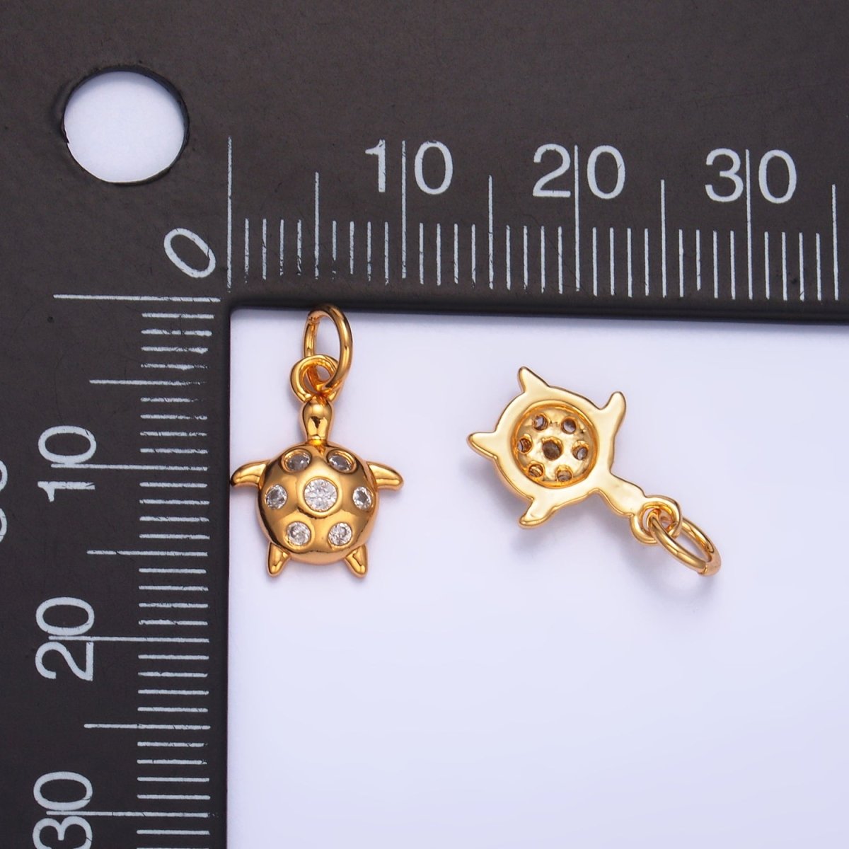 24K Gold Filled CZ Turtle Tortoise Sea Animal Mini Charm | W327 - DLUXCA