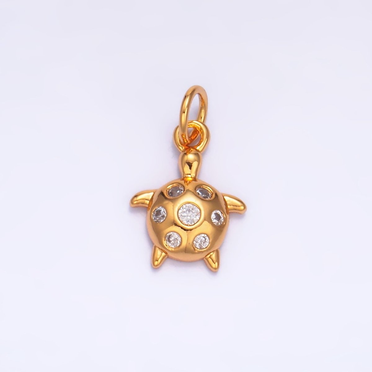 24K Gold Filled CZ Turtle Tortoise Sea Animal Mini Charm | W327 - DLUXCA