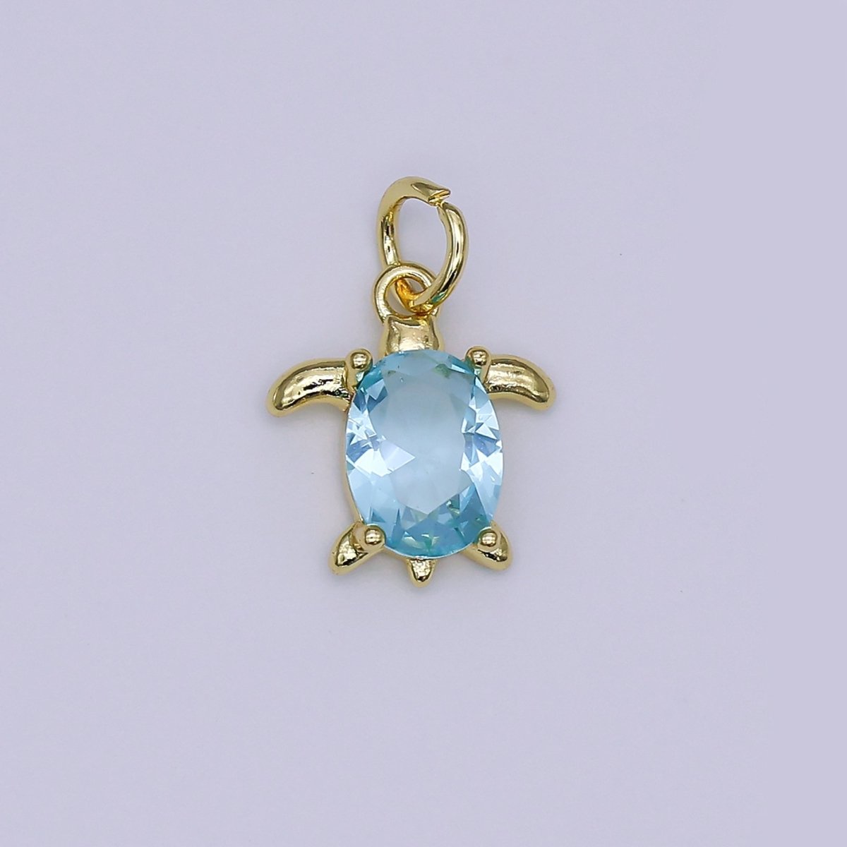 24K Gold Filled CZ Turtle Turquoise Animal Charm | X146 - X232 - DLUXCA