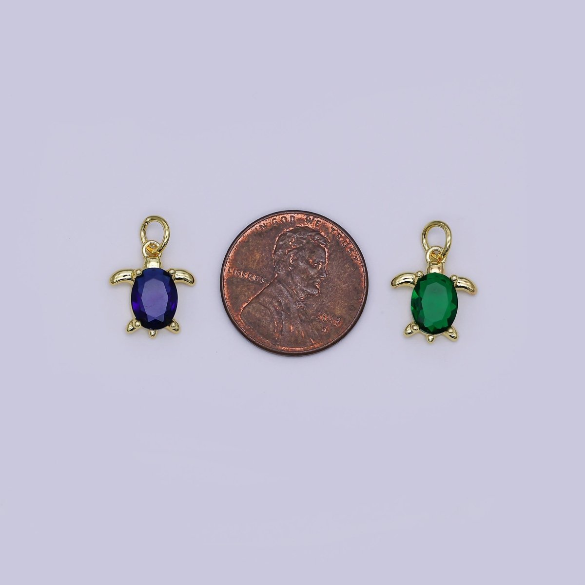 24K Gold Filled CZ Turtle Turquoise Animal Charm | X146 - X232 - DLUXCA