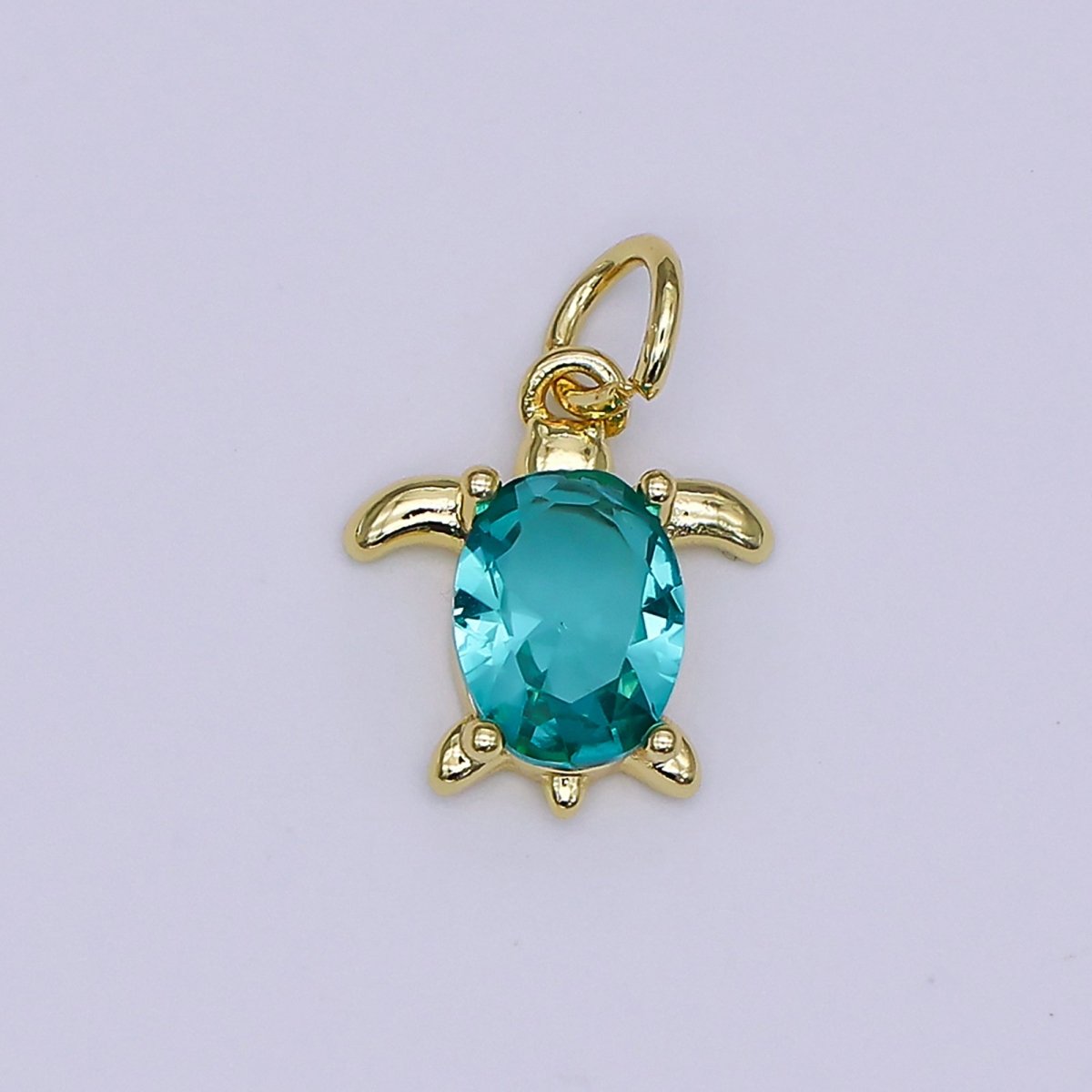 24K Gold Filled CZ Turtle Turquoise Animal Charm | X146 - X232 - DLUXCA