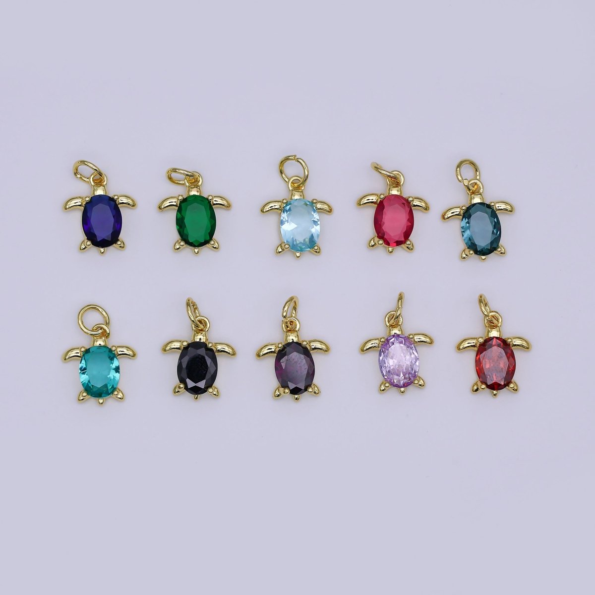 24K Gold Filled CZ Turtle Turquoise Animal Charm | X146 - X232 - DLUXCA