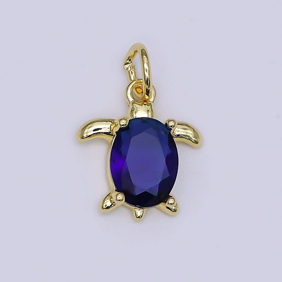24K Gold Filled CZ Turtle Turquoise Animal Charm | X146 - X232 - DLUXCA