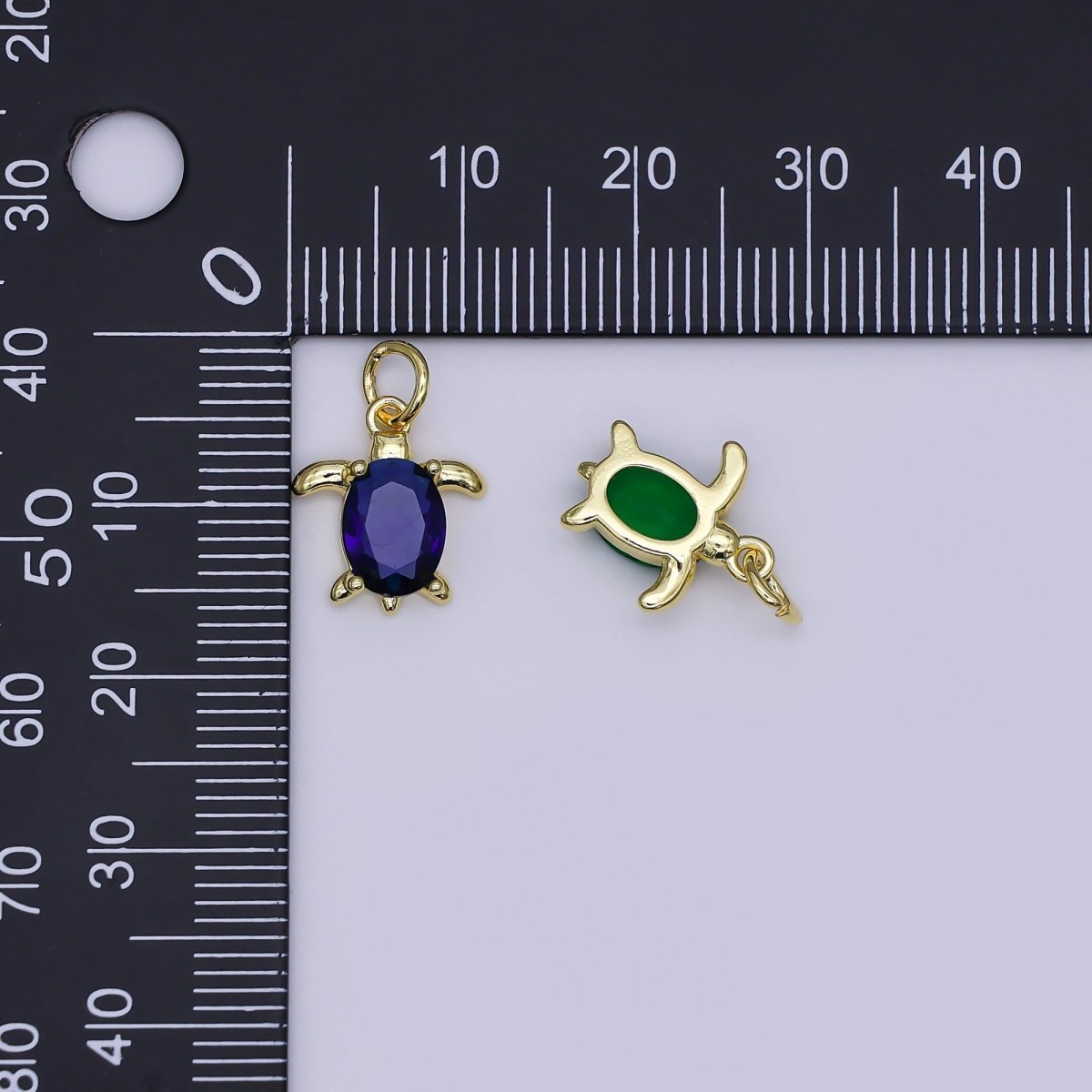 24K Gold Filled CZ Turtle Turquoise Animal Charm | X146 - X232 - DLUXCA