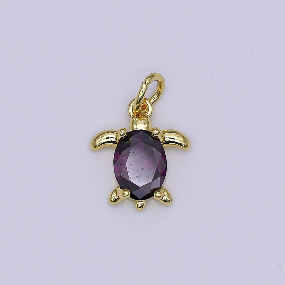 24K Gold Filled CZ Turtle Turquoise Animal Charm | X146 - X232 - DLUXCA